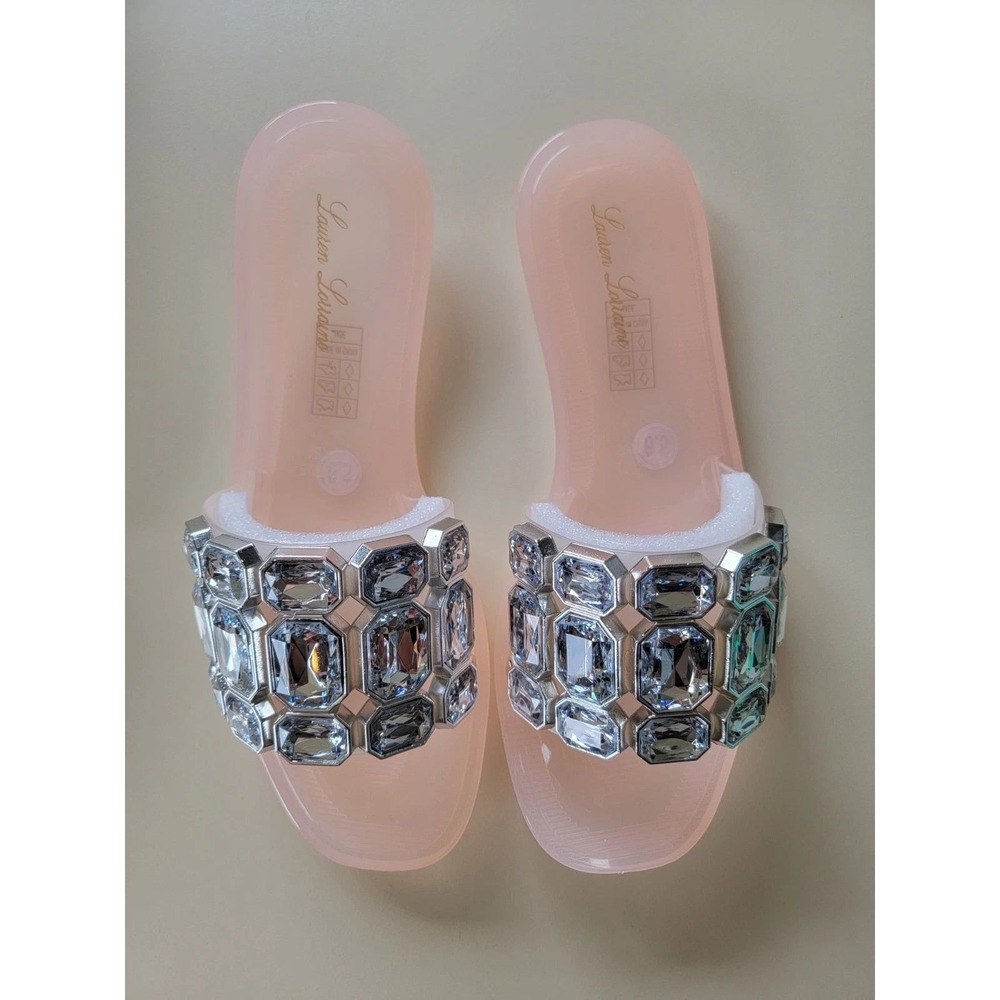 Lauren Lorraine‎ Nude Jelly Slides with Rhinestone Embellishments Sz 10 / #S1114 - Picture 4 of 4